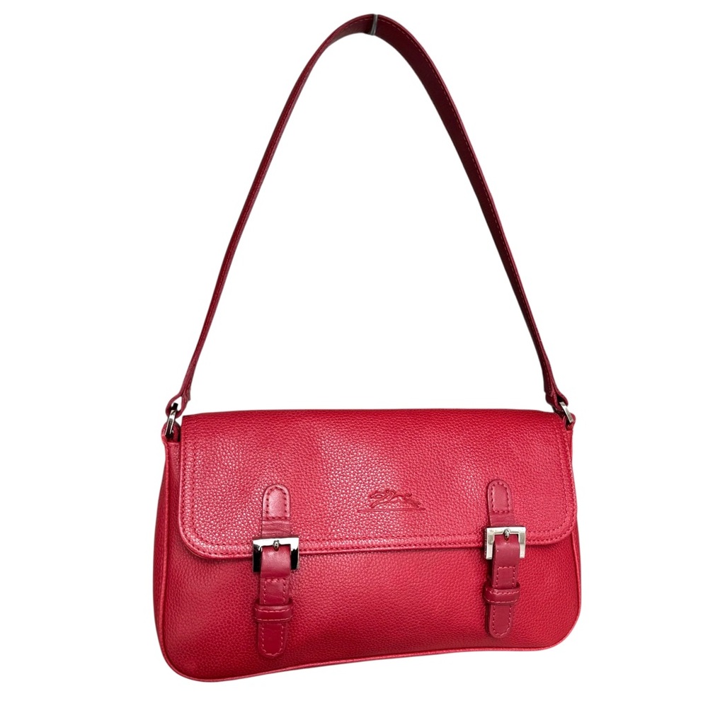 Longchamp Red Leather Flap Shoulder Bag Handbag